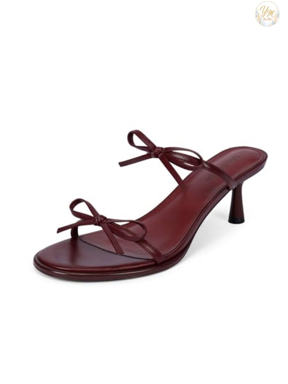 Women's Kitten Heel Sandals Faux Leather Slip On Open Toe Ankle Strap